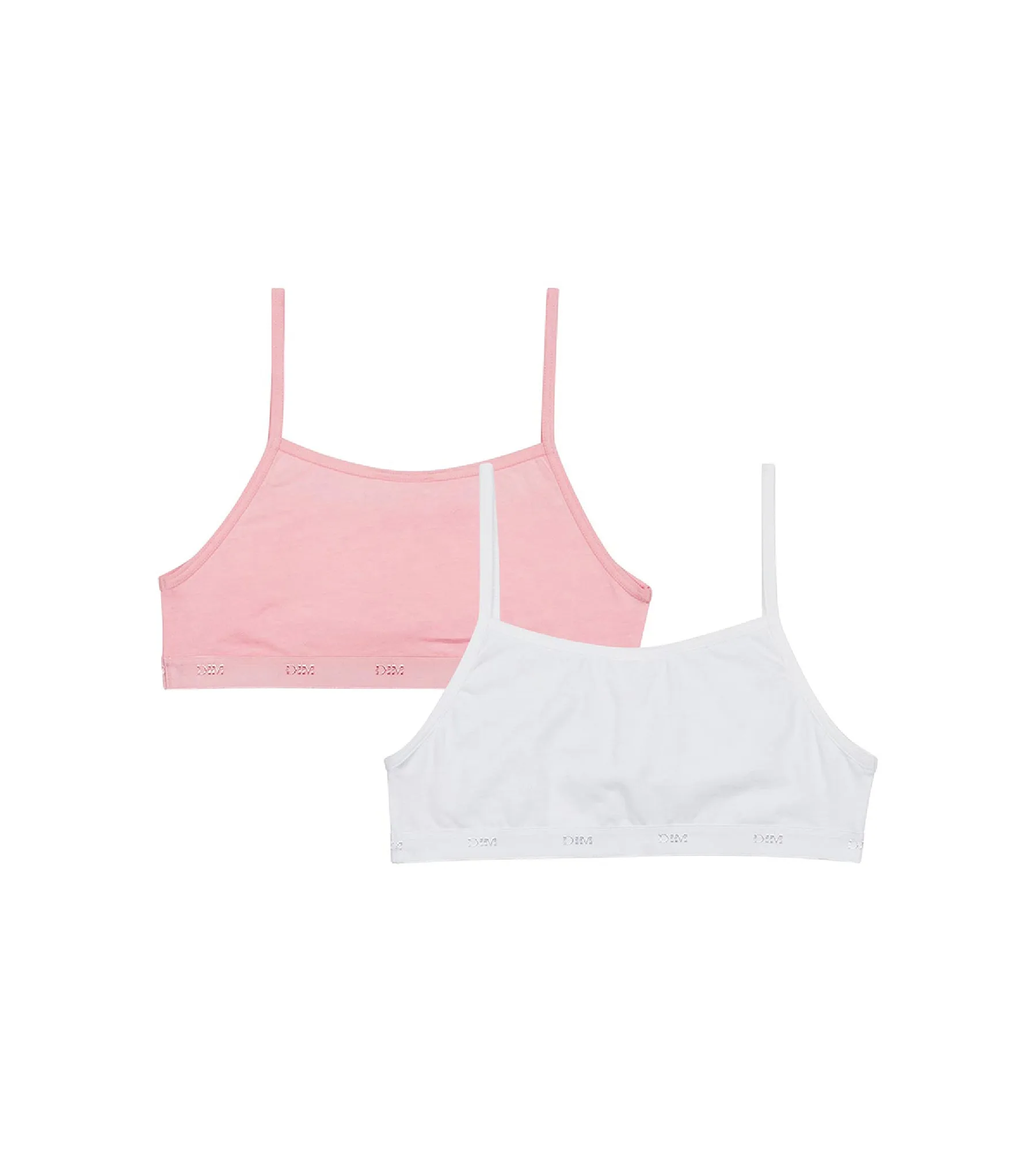 Les Pockets Ecodim Pack of 2 Pink White girls' stretch cotton bras