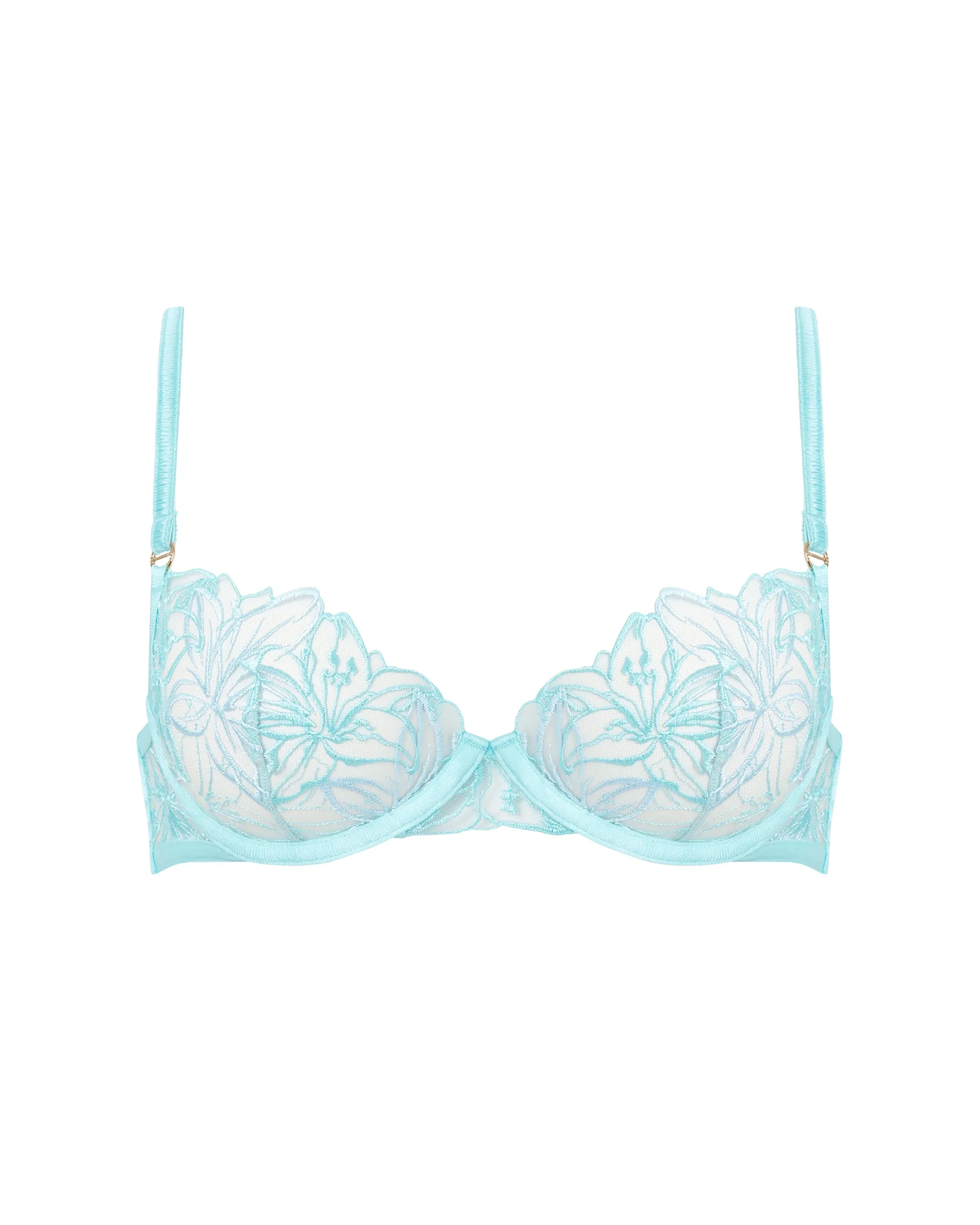 Lilly Floral Embroidered Bra Blue