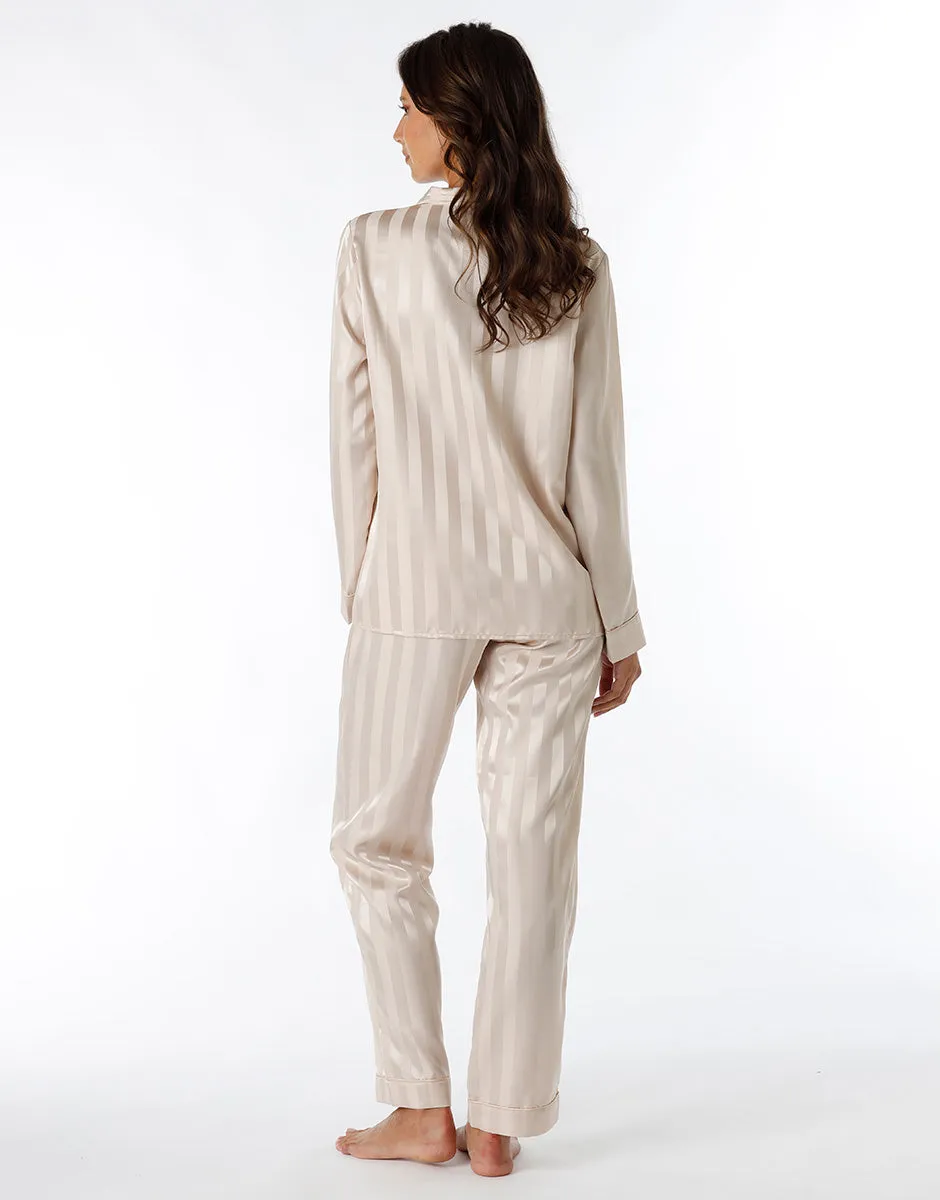 Long open satin almond pajama for women