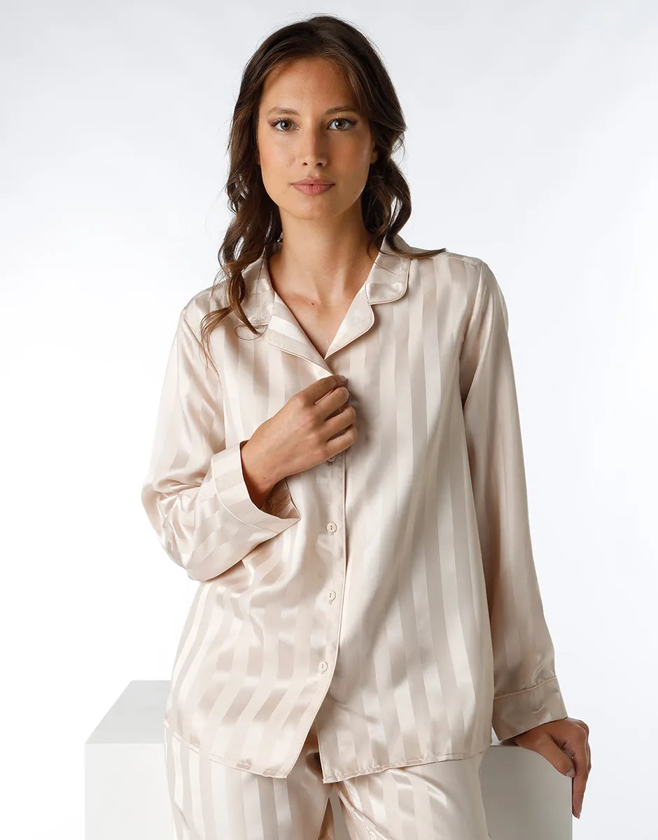 Long open satin almond pajama for women
