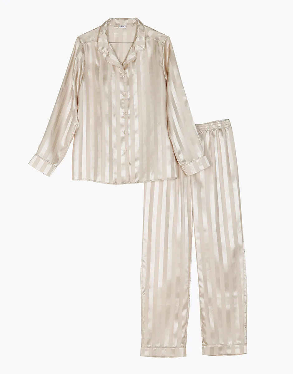 Long open satin almond pajama for women