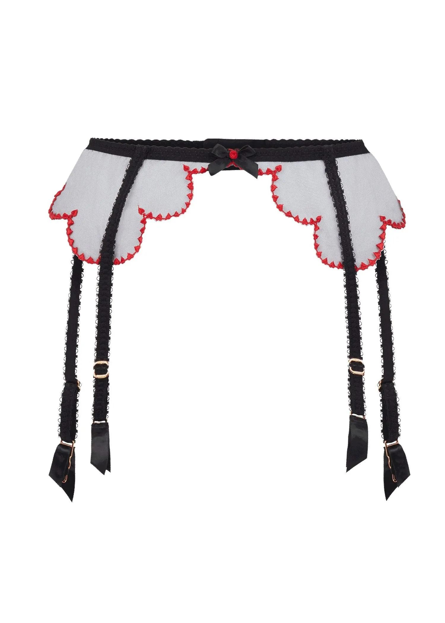 Lorna Heart Suspender (Black / Red)