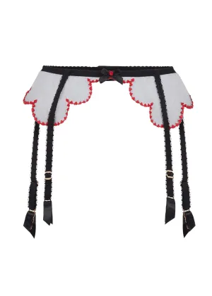 Lorna Heart Suspender (Black / Red)