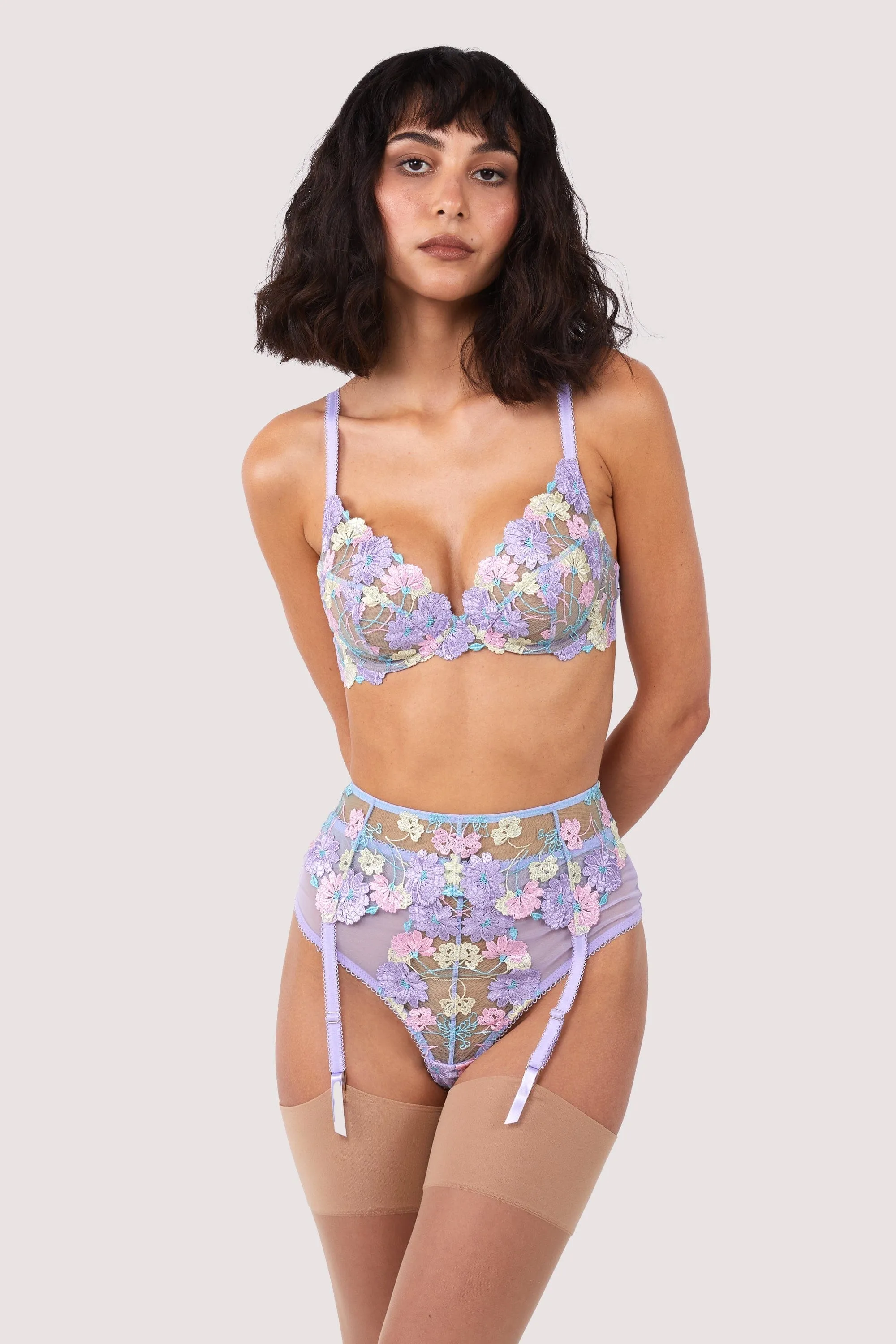 Luna Pastel Embroidered Picot Elastic Suspender