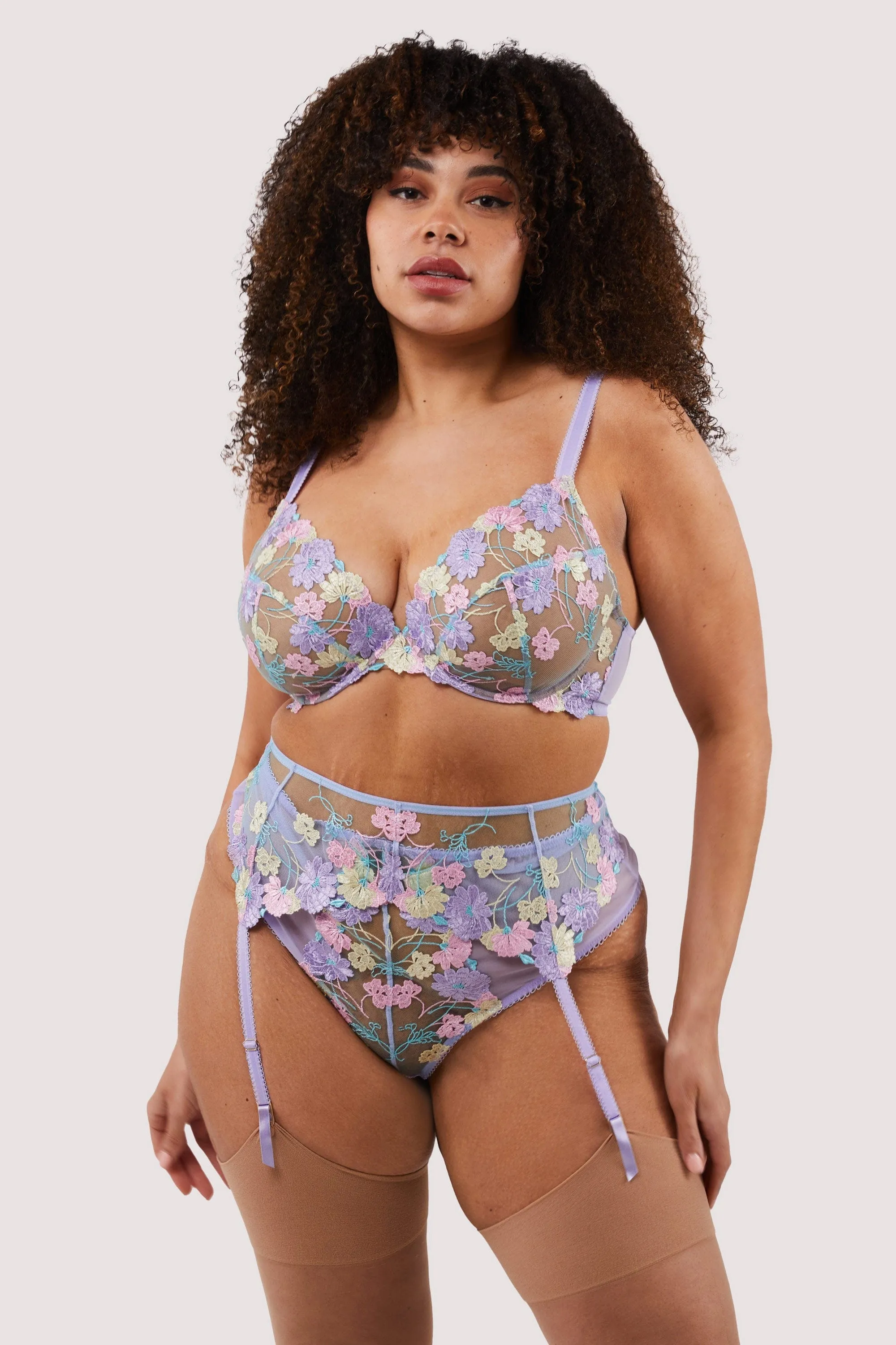 Luna Pastel Embroidered Picot Elastic Suspender
