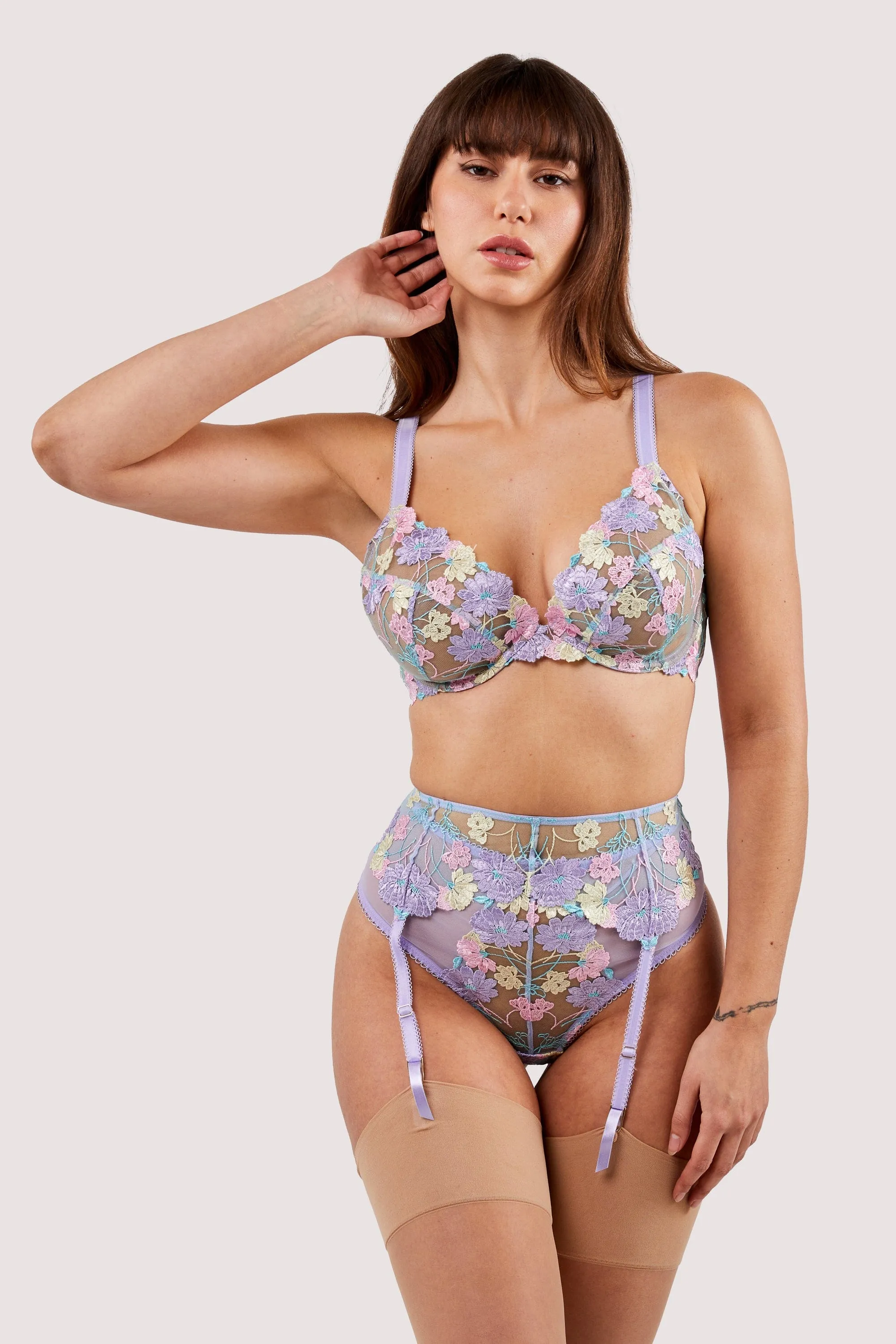 Luna Pastel Embroidered Picot Elastic Suspender