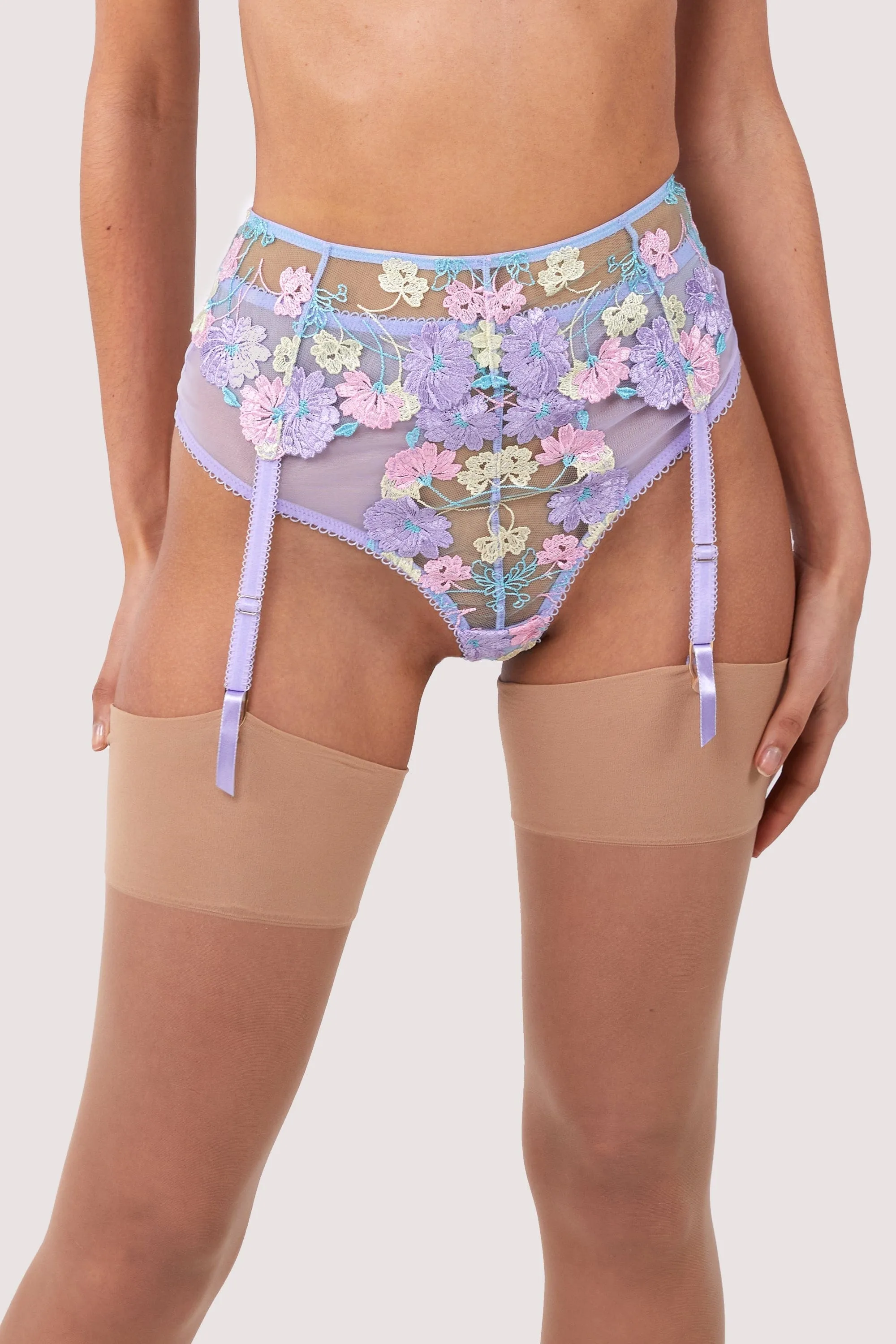 Luna Pastel Embroidered Picot Elastic Suspender