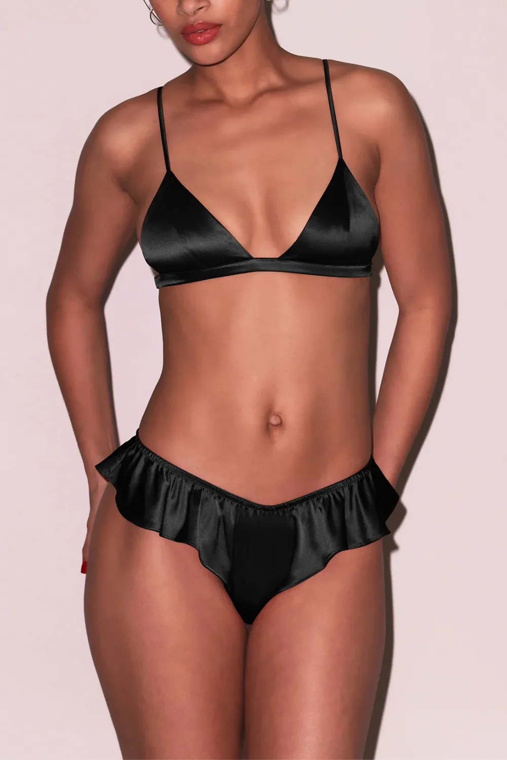 Luxe Silk Flutter Panty in Black