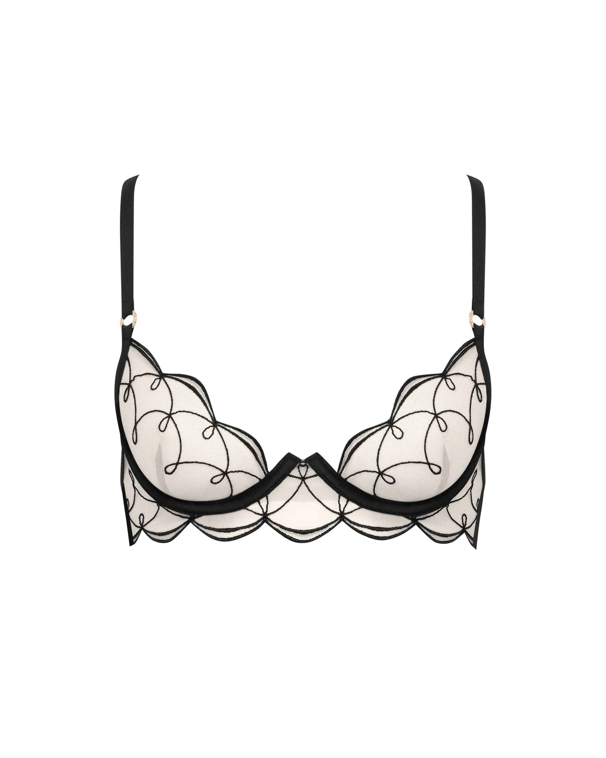 Marceline Embroidered Sheer Bra Black