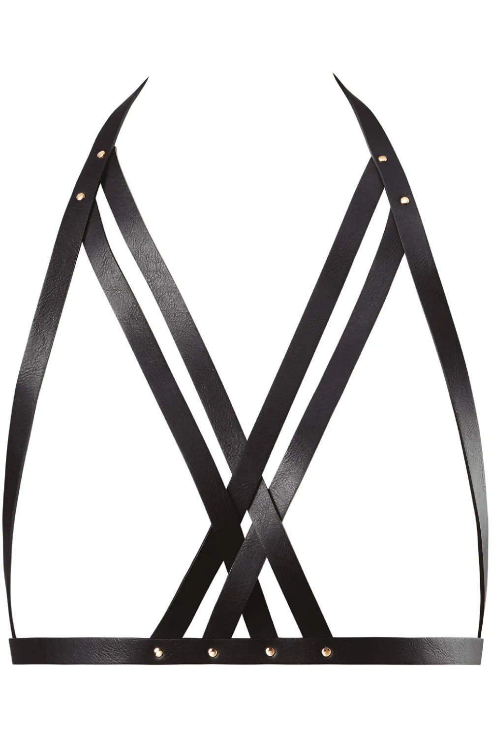 Maze Vegan Leather Halter Bra Harness Black