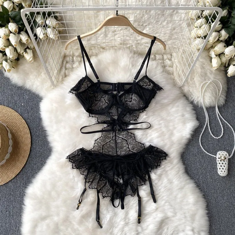 Melt His Mind Lace Mesh Lingerie