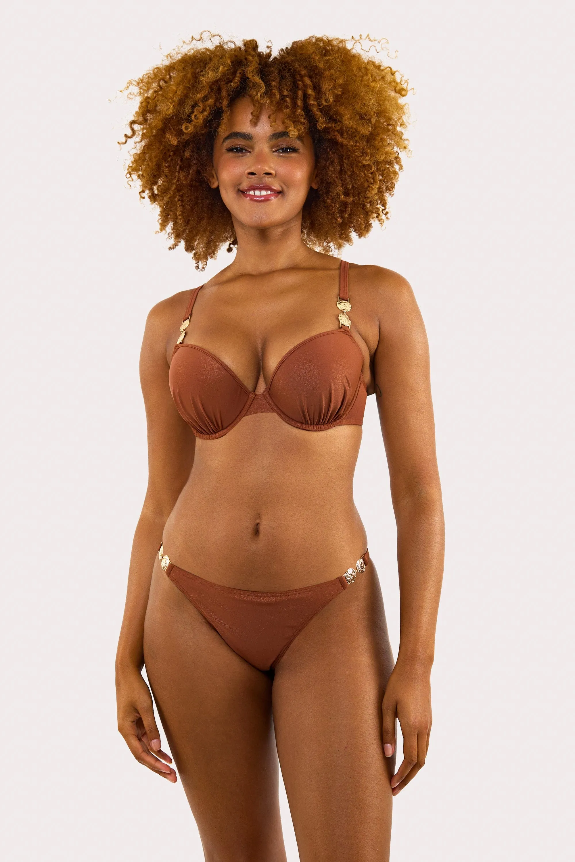 Morgan Bronze Glitter Mix & Match Fuller Bust Plunge Bikini Top