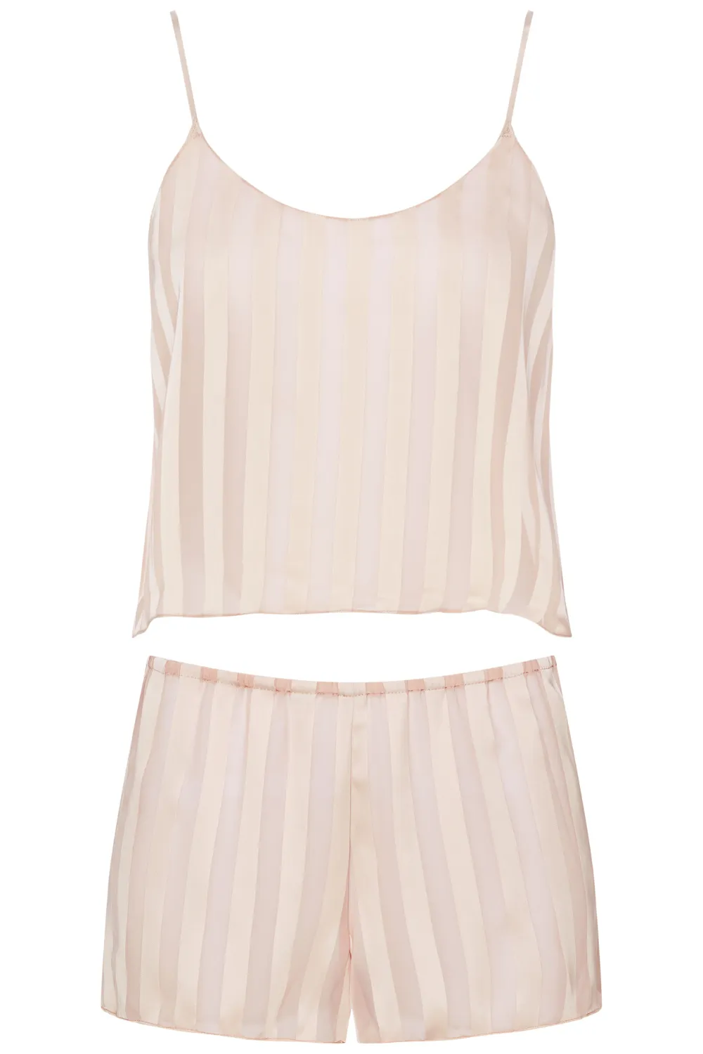 Nude Striped Chiffon Nightwear Set