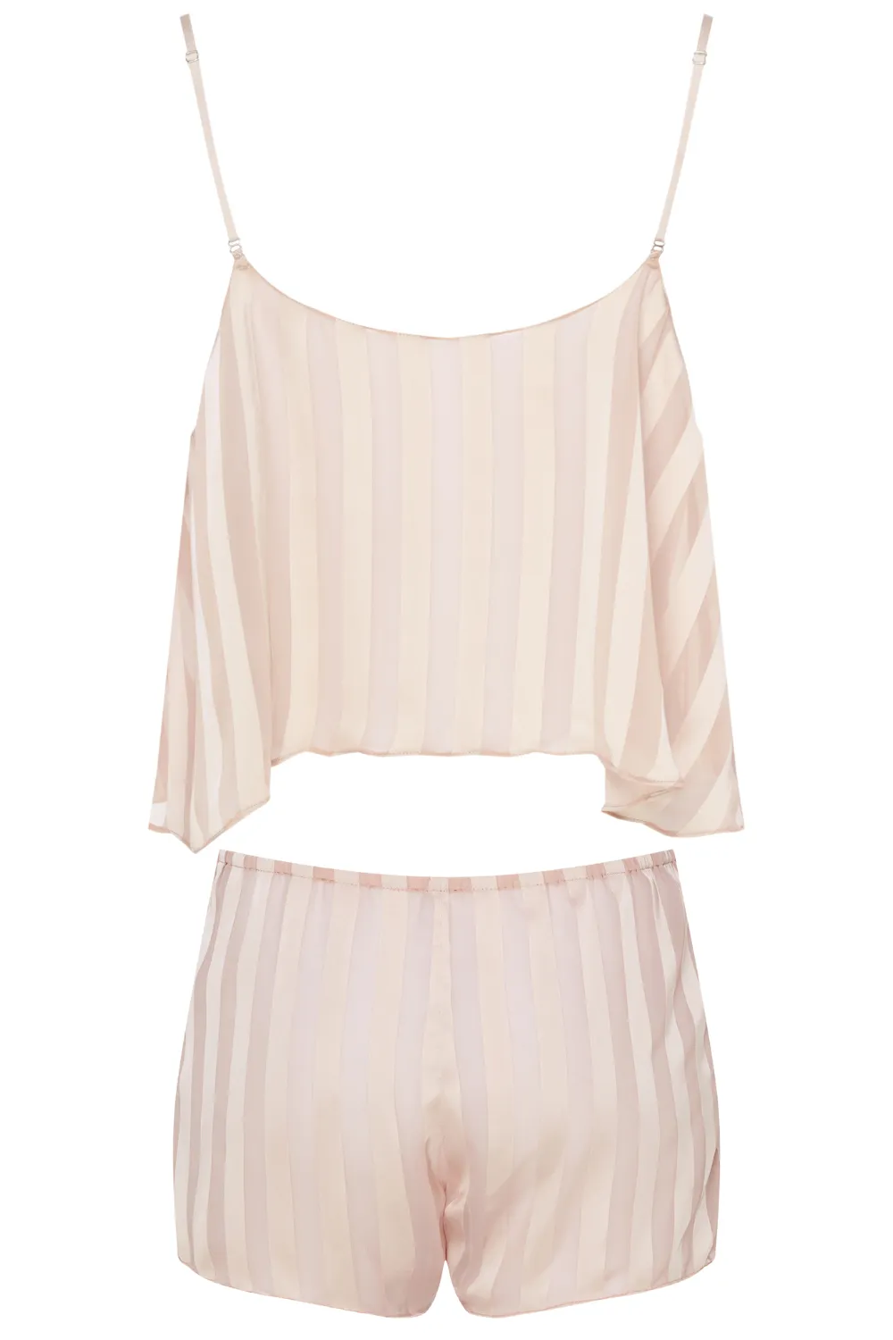 Nude Striped Chiffon Nightwear Set