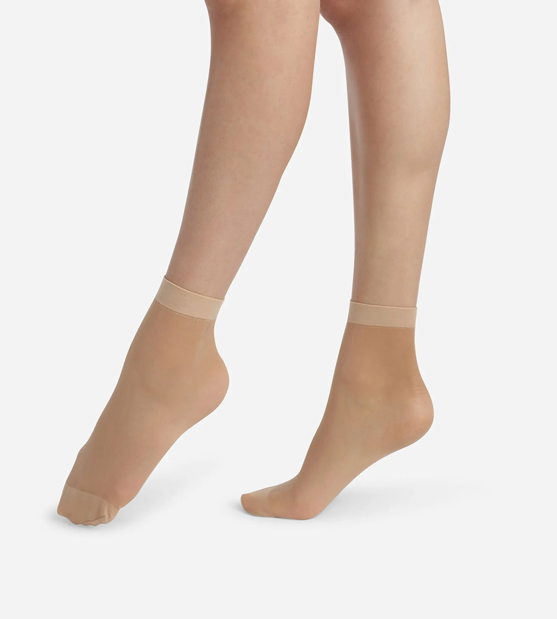 Pack of 2 Beige Ultra Resist knee-high socks made of reinforced voile
