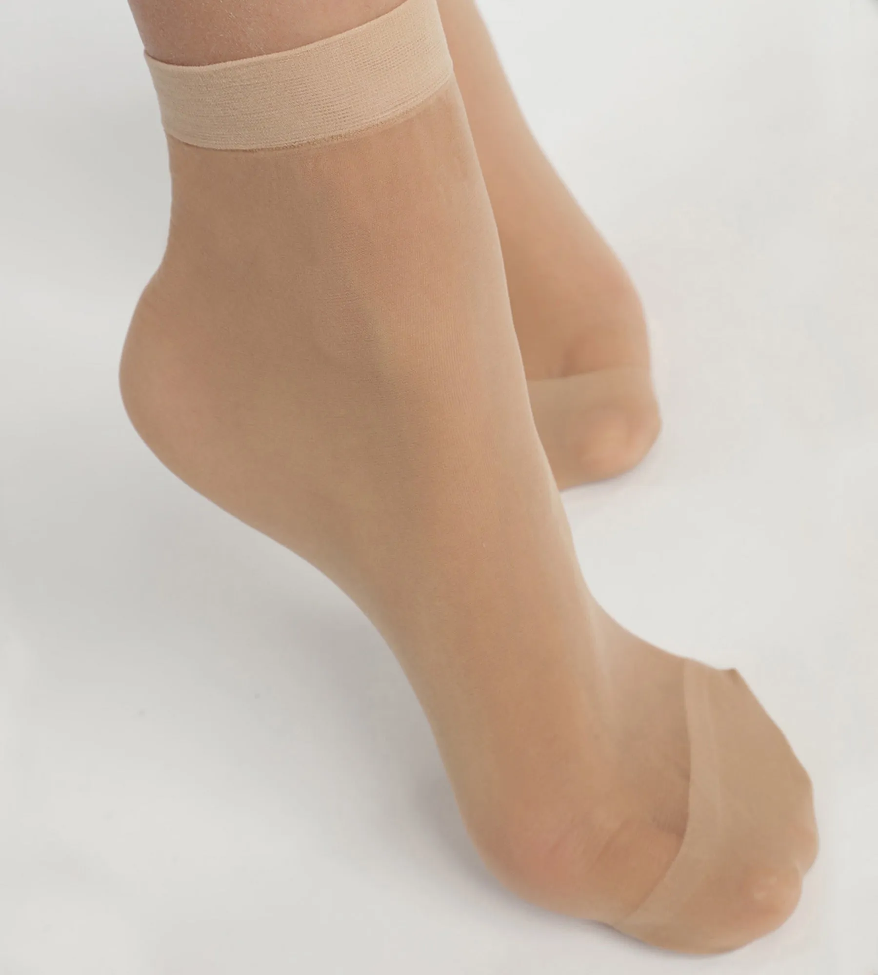 Pack of 2 Beige Ultra Resist knee-high socks made of reinforced voile