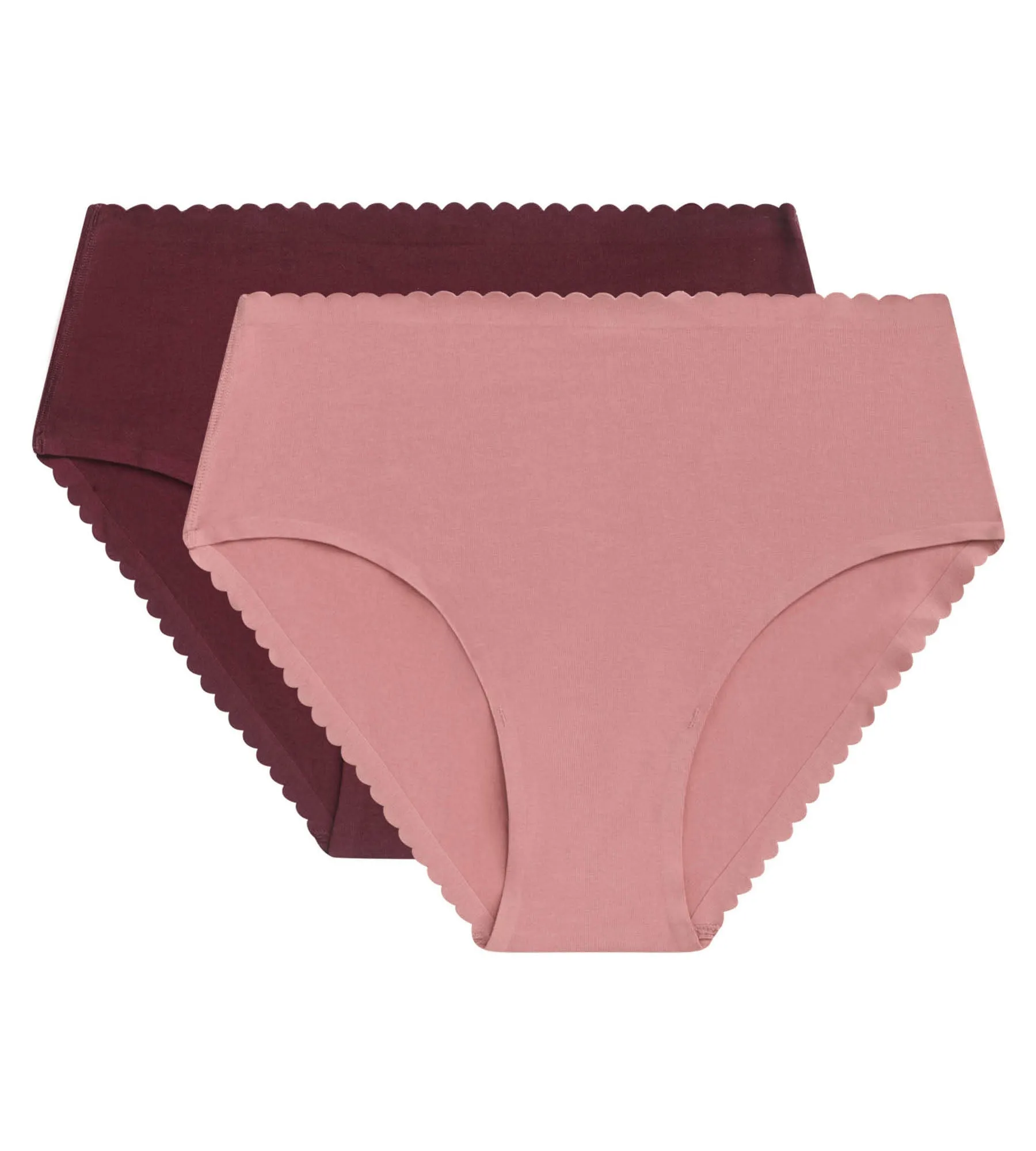 Pack of 2 high-rise briefs in stretch cotton in Ruby Pink Body Touch Easy
