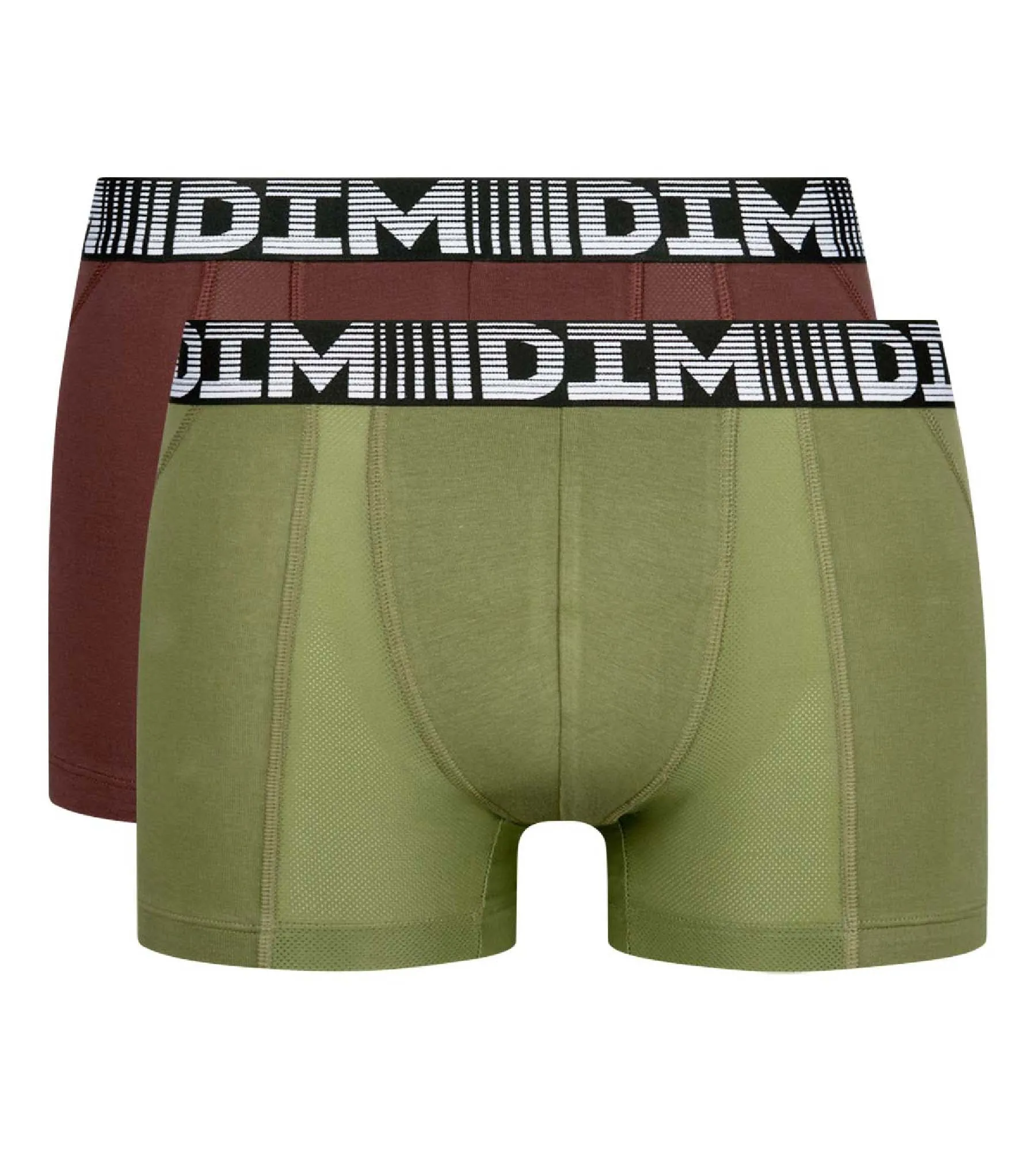 Pack of 2 men's breathable cotton and lycra Khaki 3D Flex Air boxers