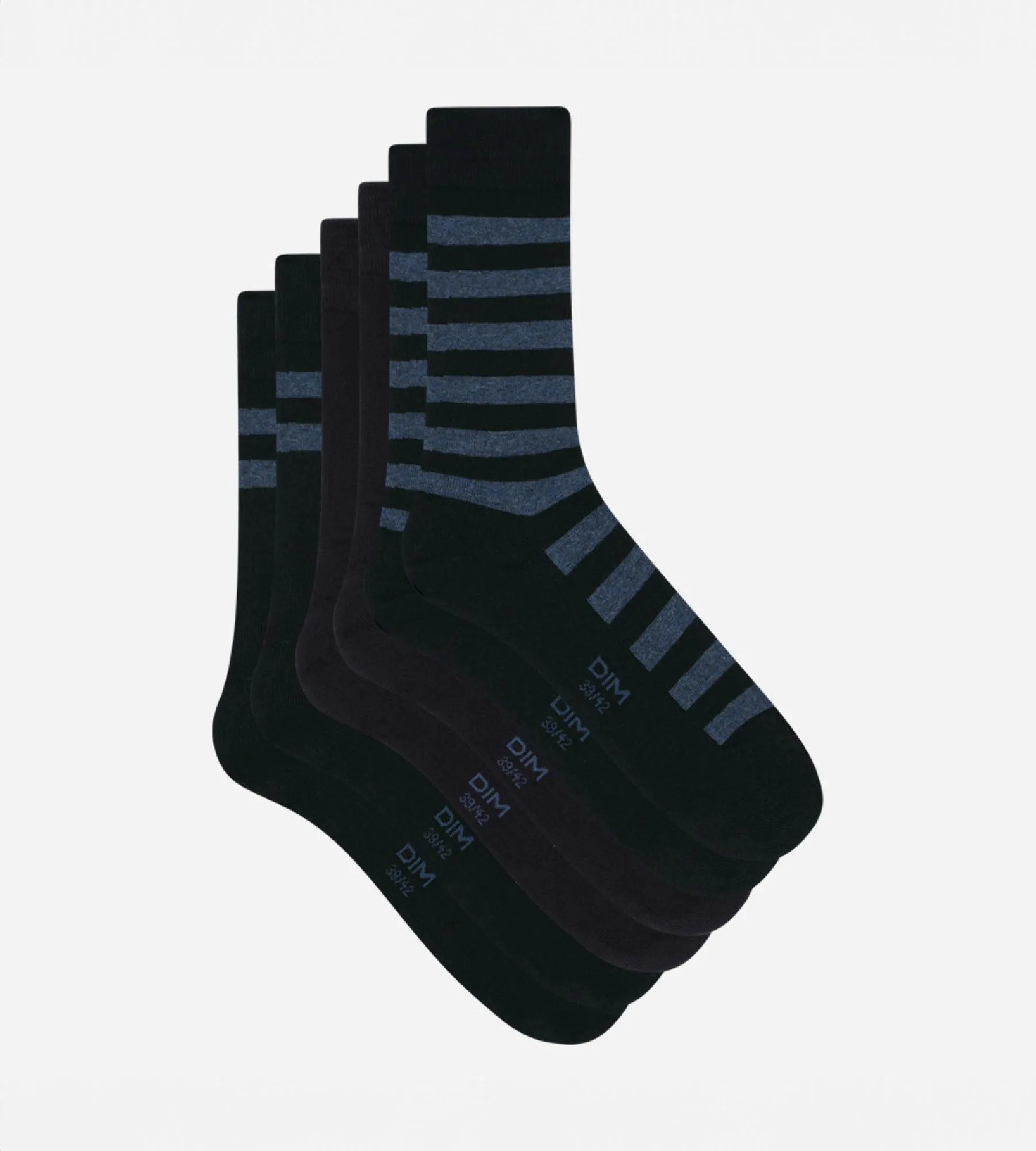 Pack of 3 pairs of men's blue striped socks Dim Coton Style