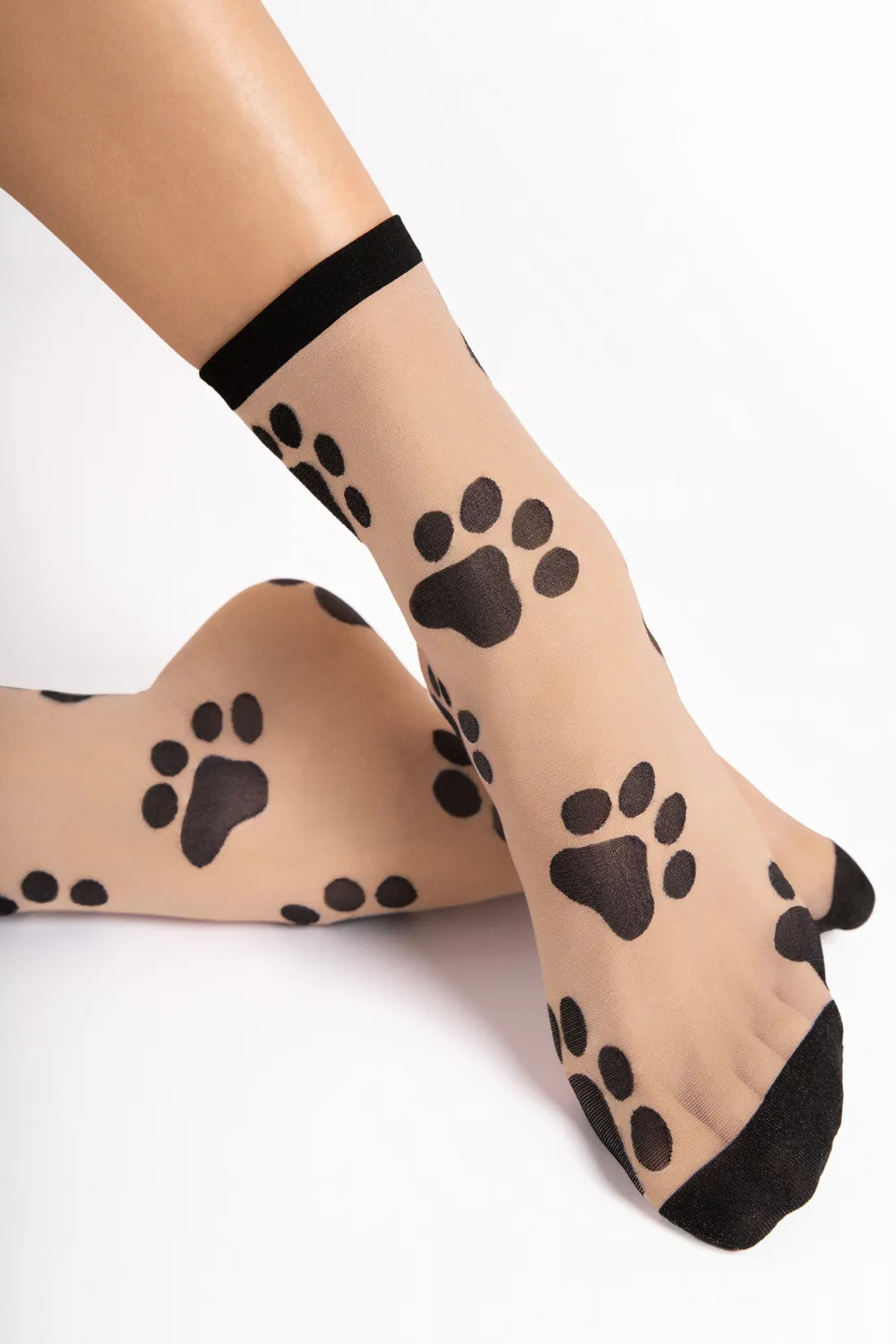 Pawpaw Socks 20 Denier in Black/Light Natural