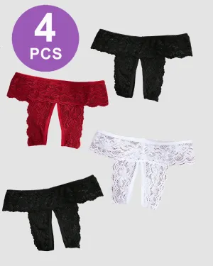 Plus Size Open Crotch Lace Panties