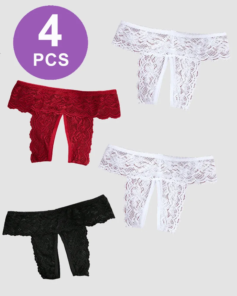Plus Size Open Crotch Lace Panties