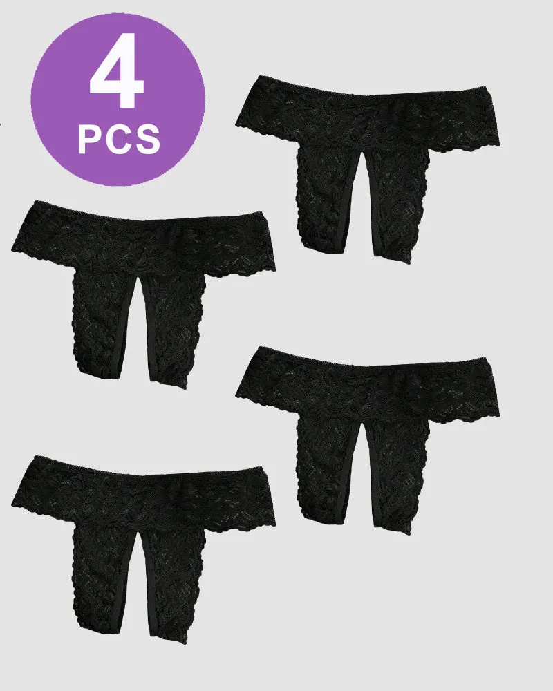 Plus Size Open Crotch Lace Panties