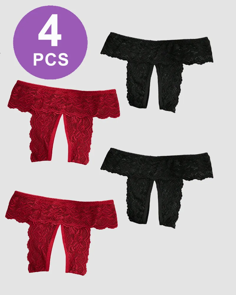 Plus Size Open Crotch Lace Panties