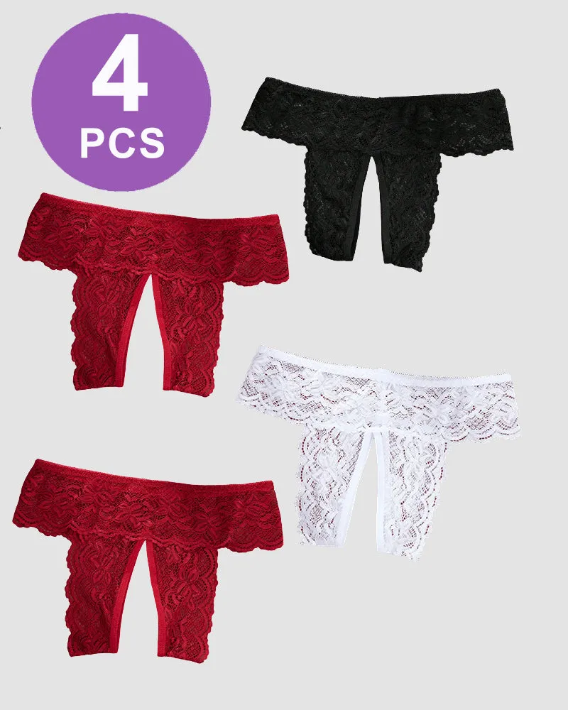 Plus Size Open Crotch Lace Panties