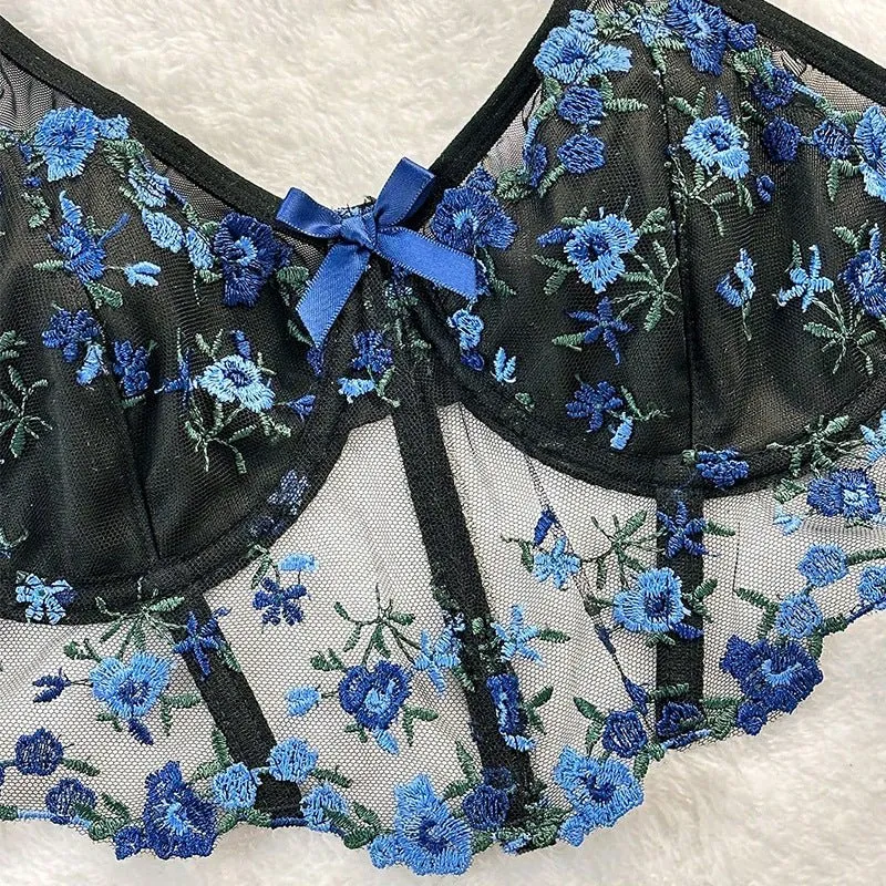 Rosé All Dazed Sheer Embroidered Lingerie