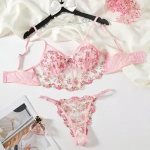 Rosé All Dazed Sheer Embroidered Lingerie