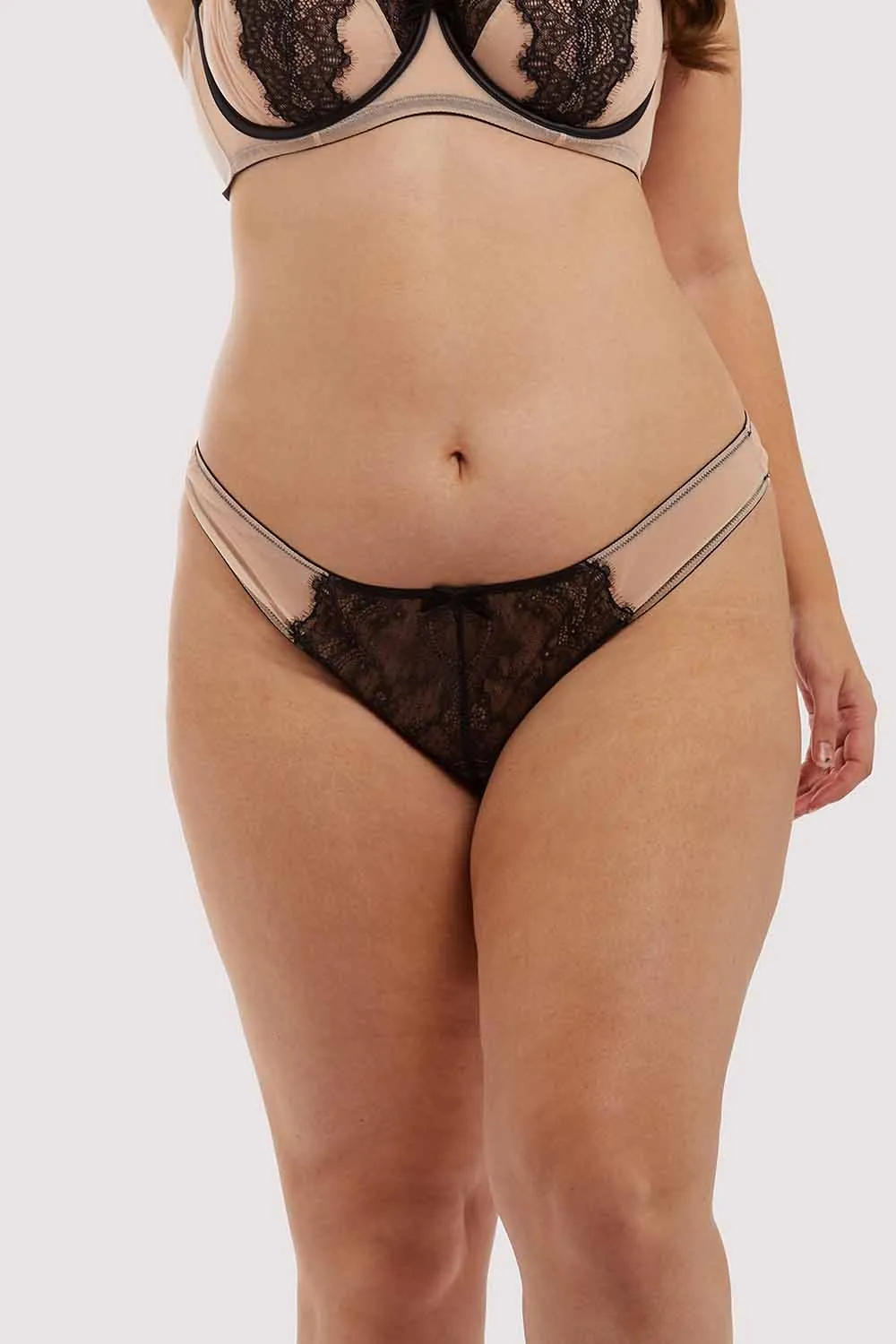 Rosalyn black and Blush Lace Thong