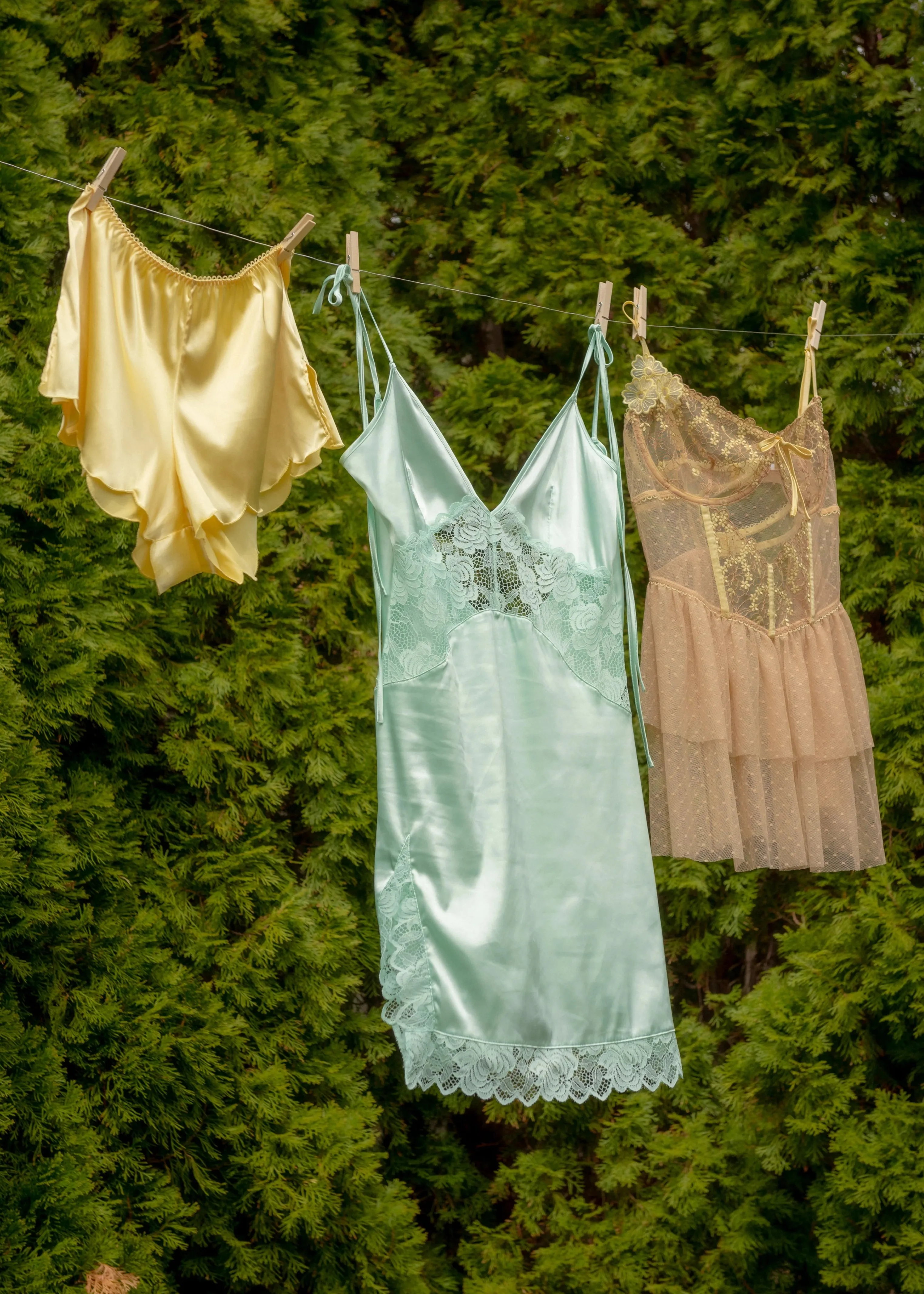 Satin & Lace Inset Slip - Mint Julep