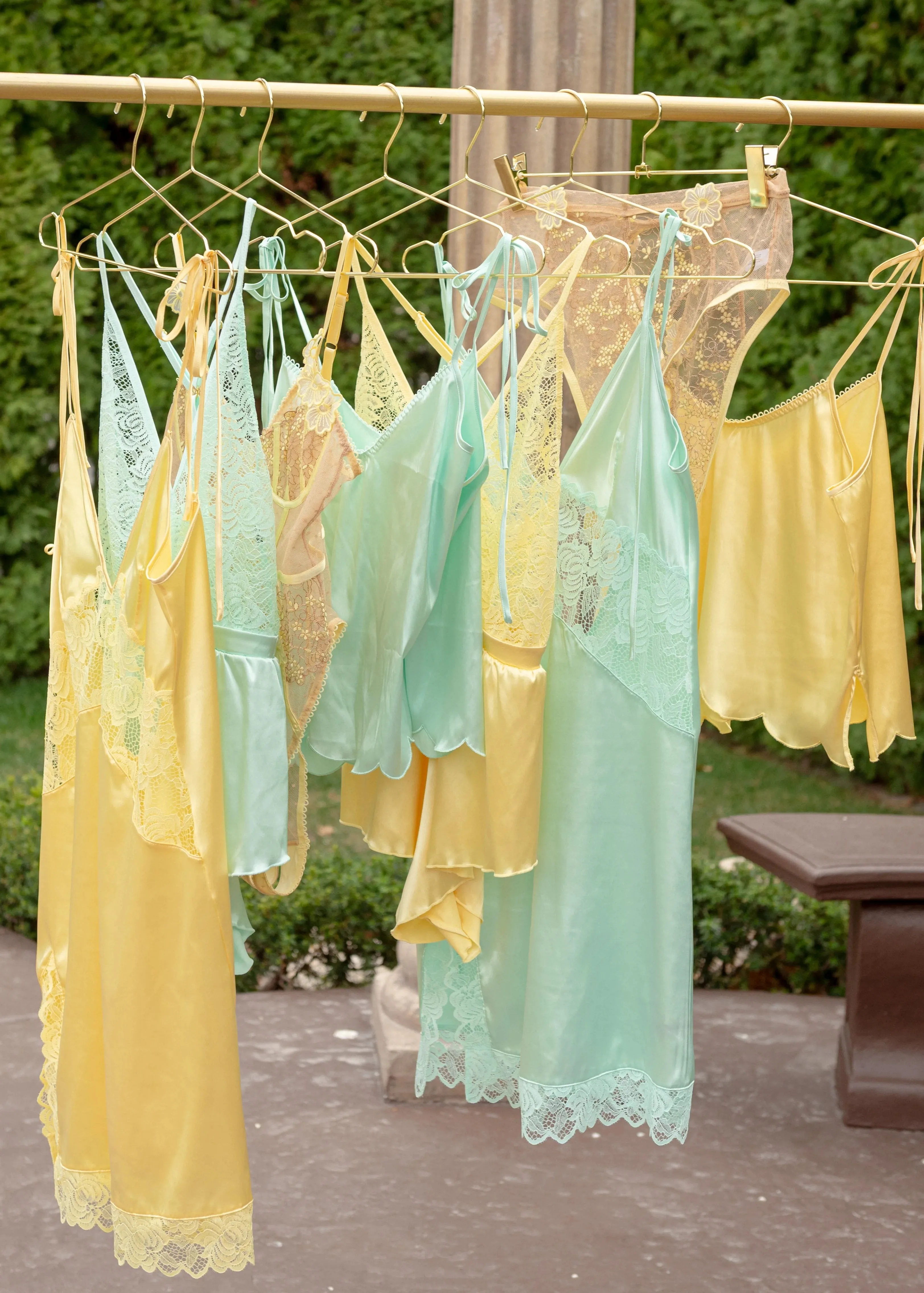 Satin & Lace Inset Slip - Mint Julep