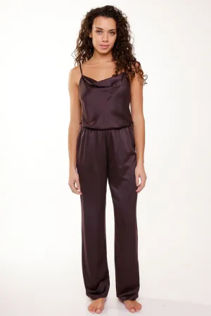 Satin Cami Top & Pants Pyjama Set Dark Pepper