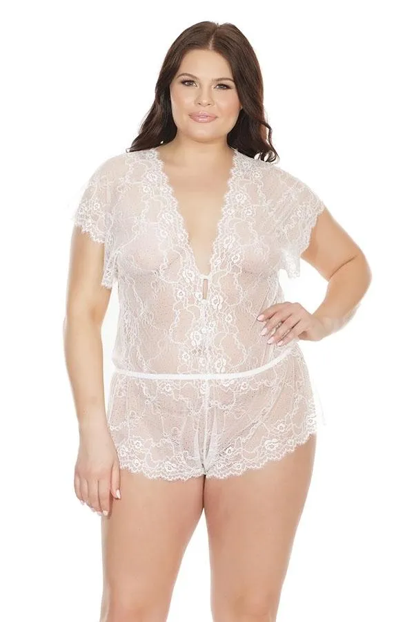 Scalloped Stretch Lace Romper
