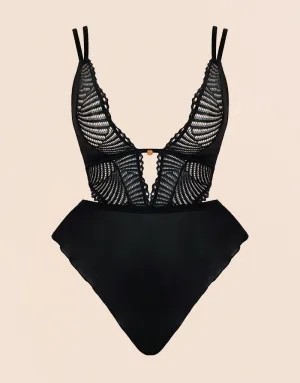 Scantilly After Hours Stretch Lace Teddy Black