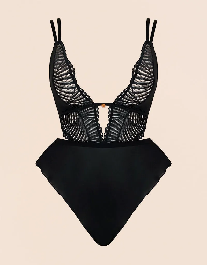 Scantilly After Hours Stretch Lace Teddy Black