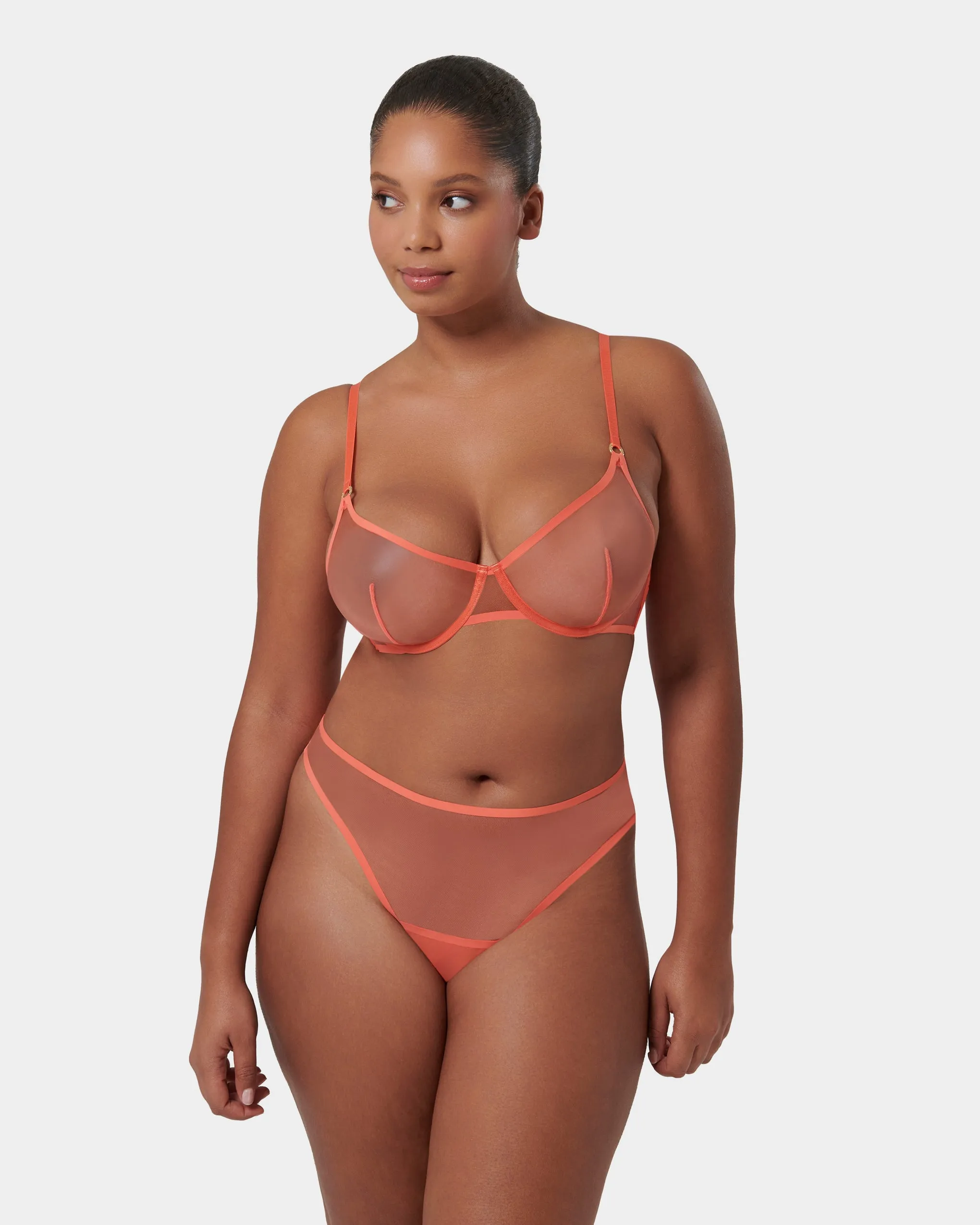 Set: Naomi High Waist Hot Coral