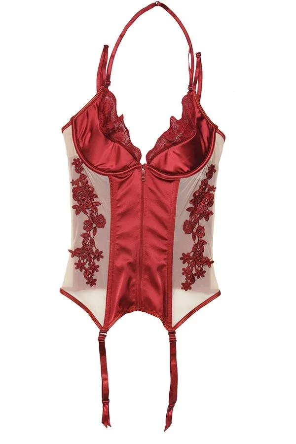 Sheer Stretch Nylon & Satin Bustier