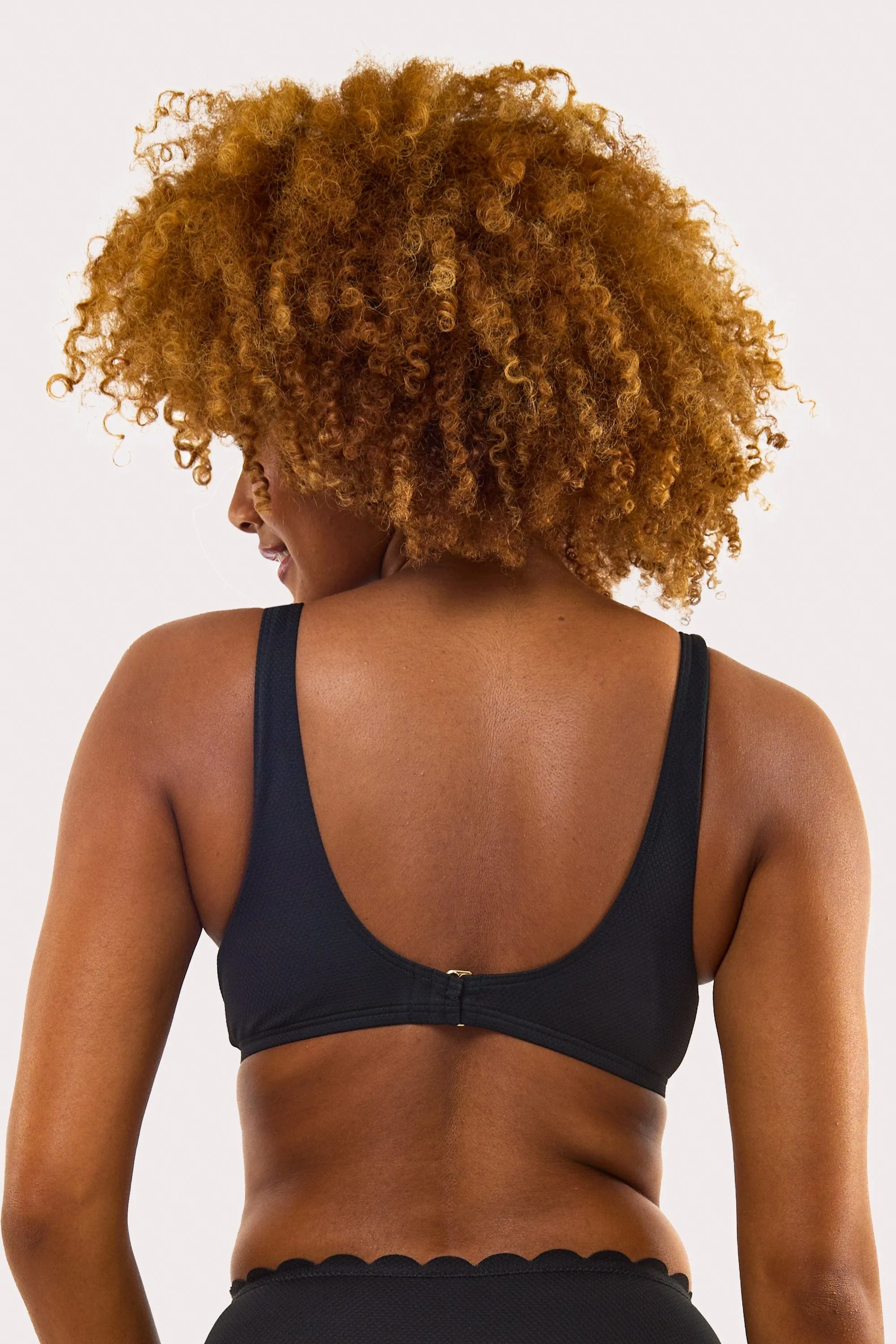 Sophia Mix & Match Fuller Bust Black Scallop Crop Bikini Top