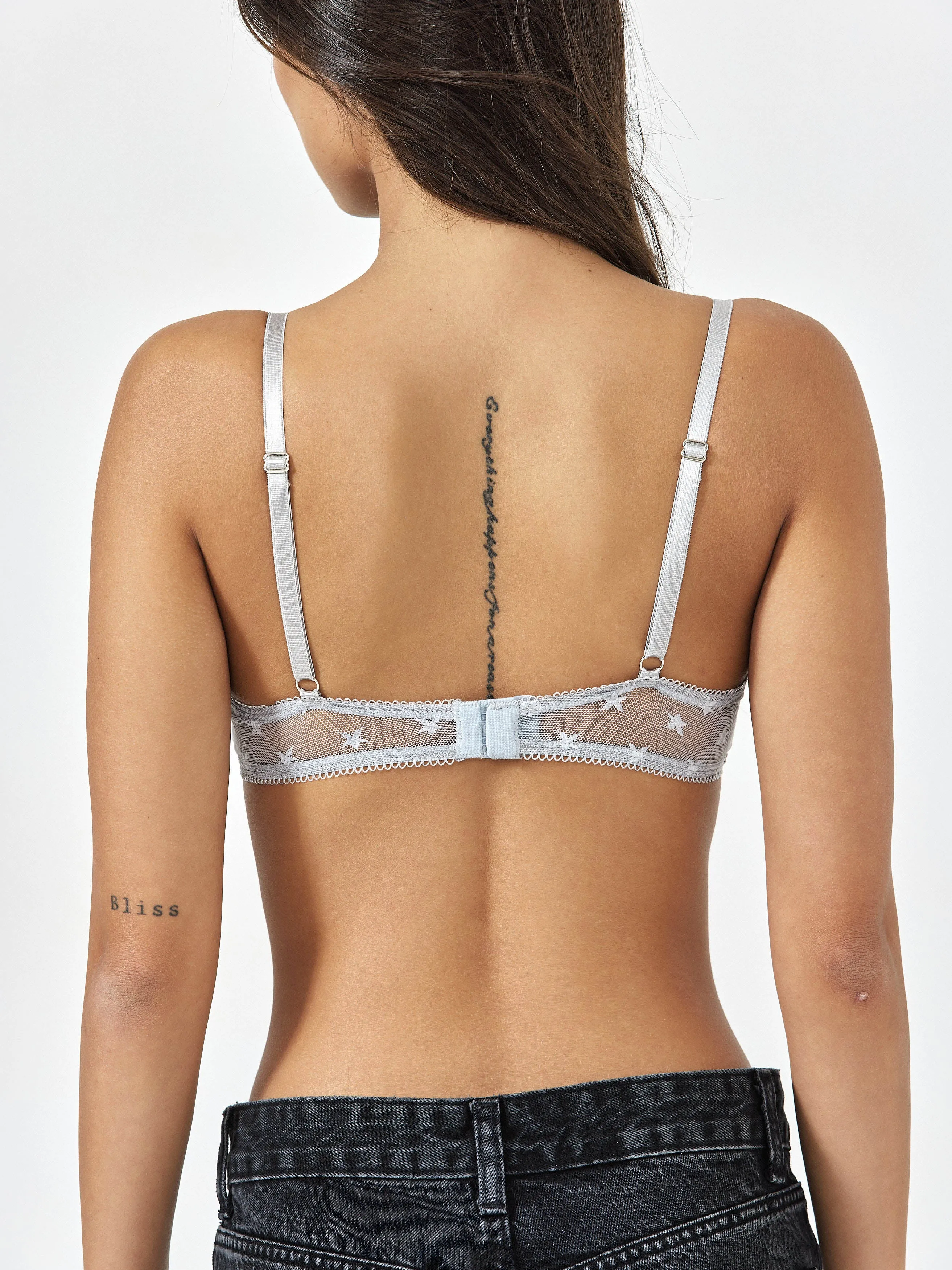 Star Lace Bralette - Gray