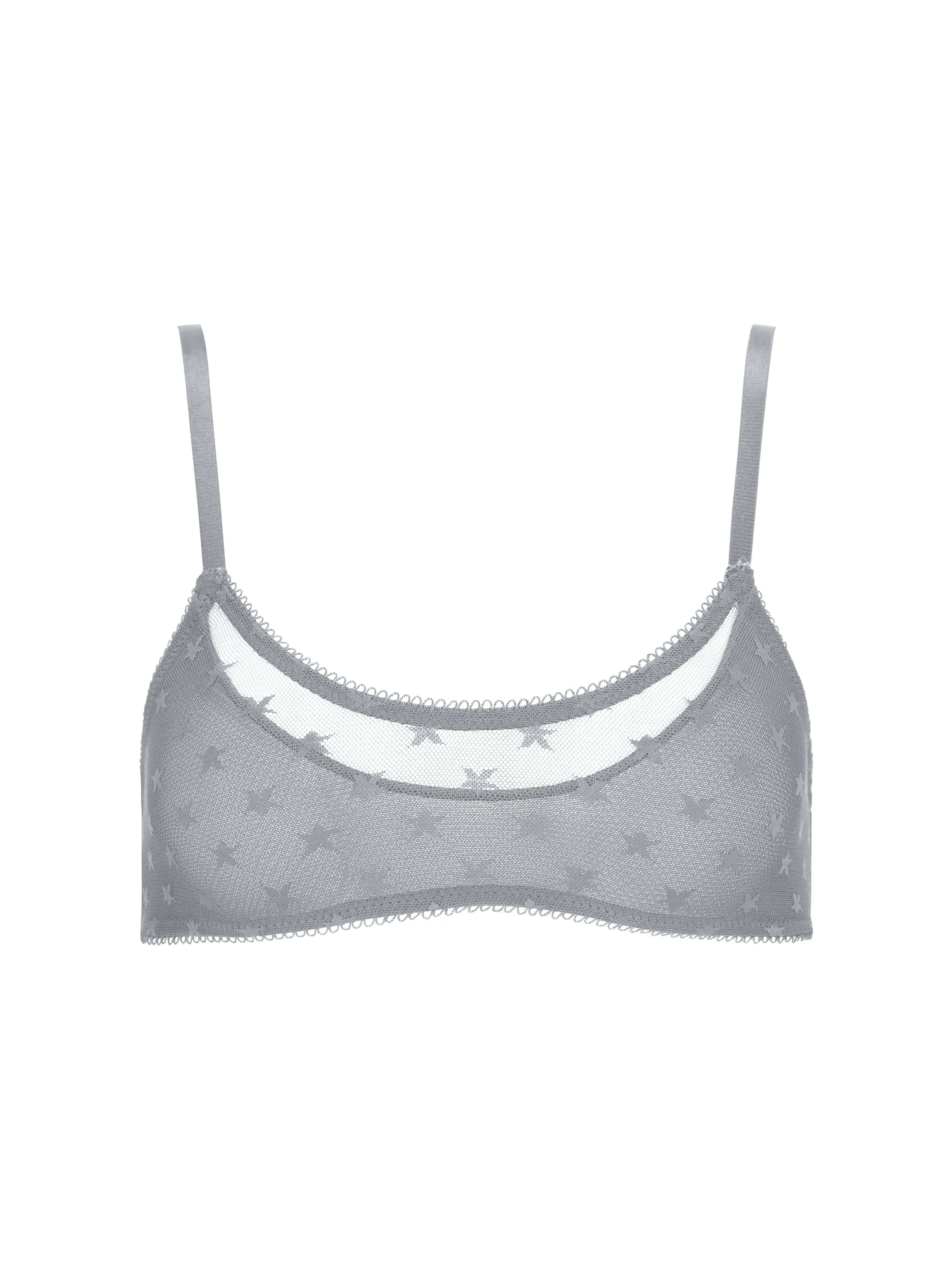 Star Lace Bralette - Gray