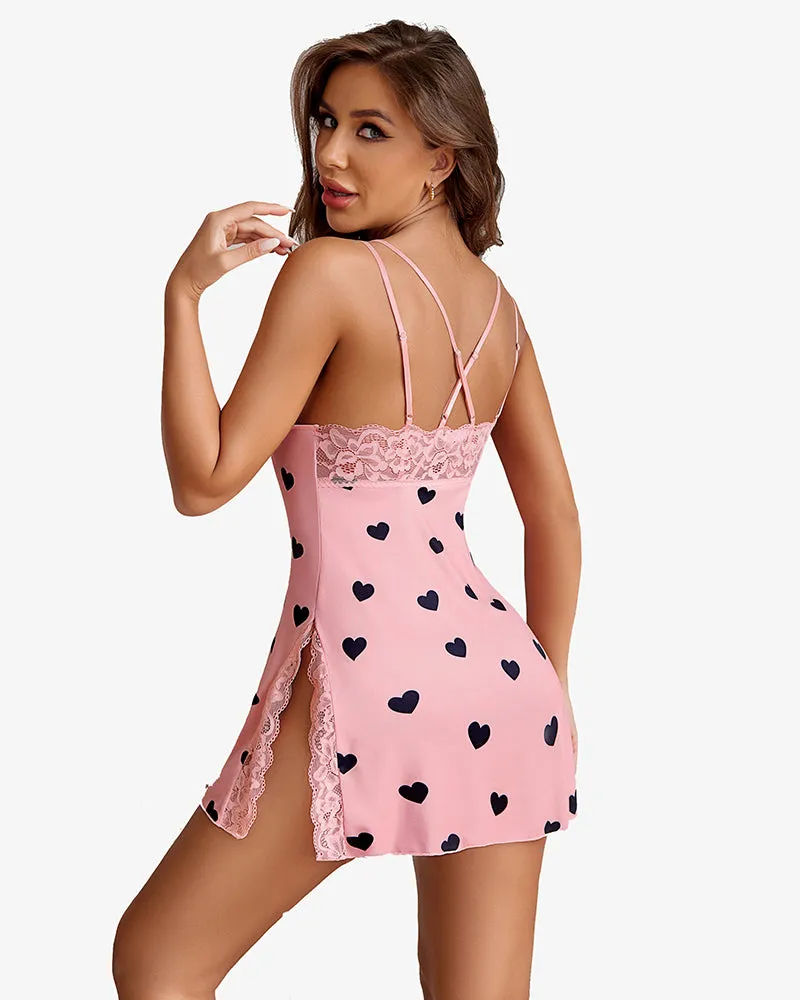 Strap Chemise Side Slit Sleepwear