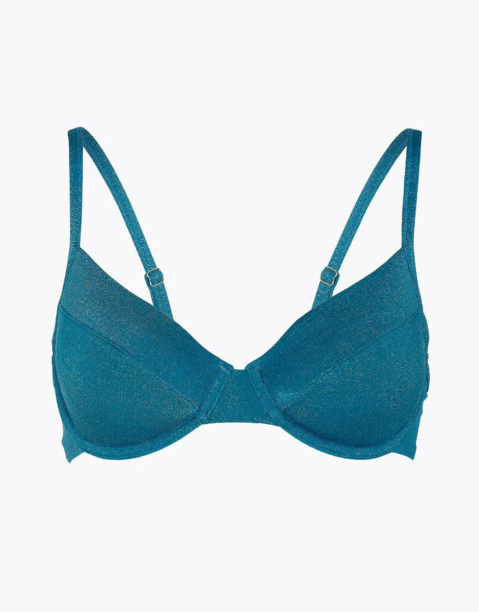 Swimsuit top Plain Lurex in Ottanio microfiber