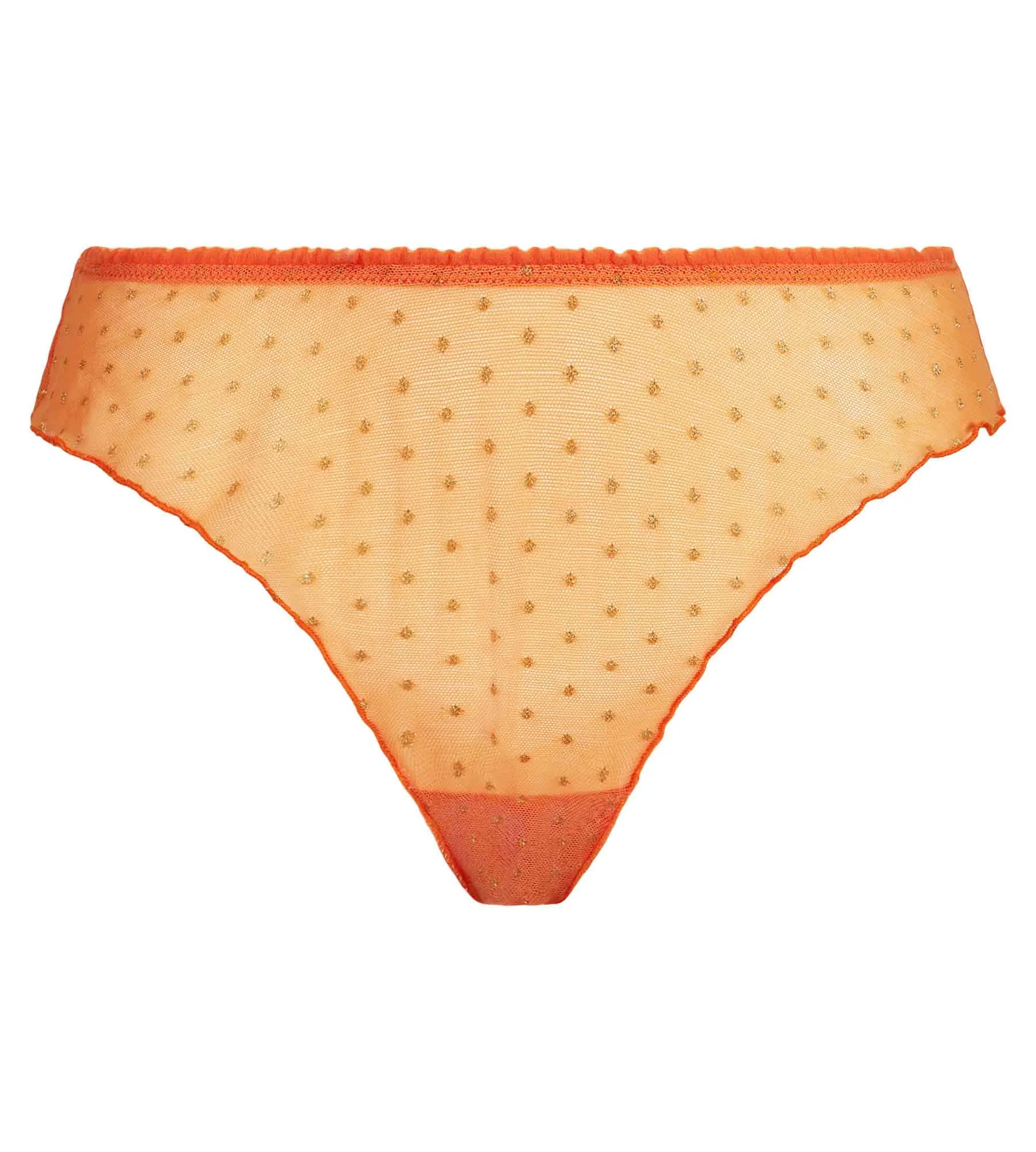 Tanga bloomer en tulle translucide Orange et pois Lurex Dim Shiny Mesh