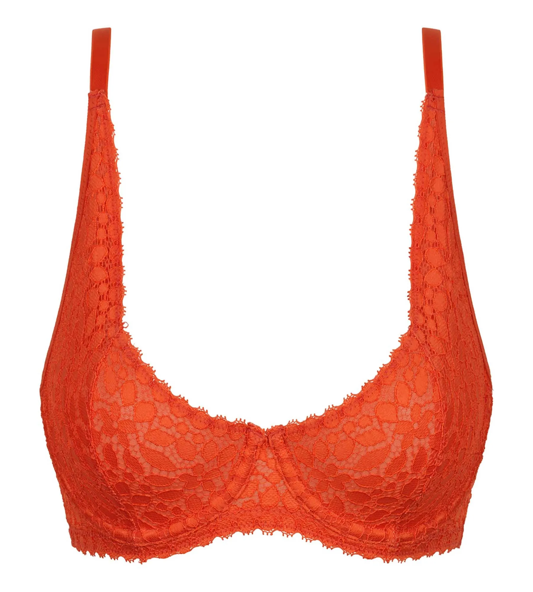 Underwire floral lace bra in flame-red Daily Dentelle
