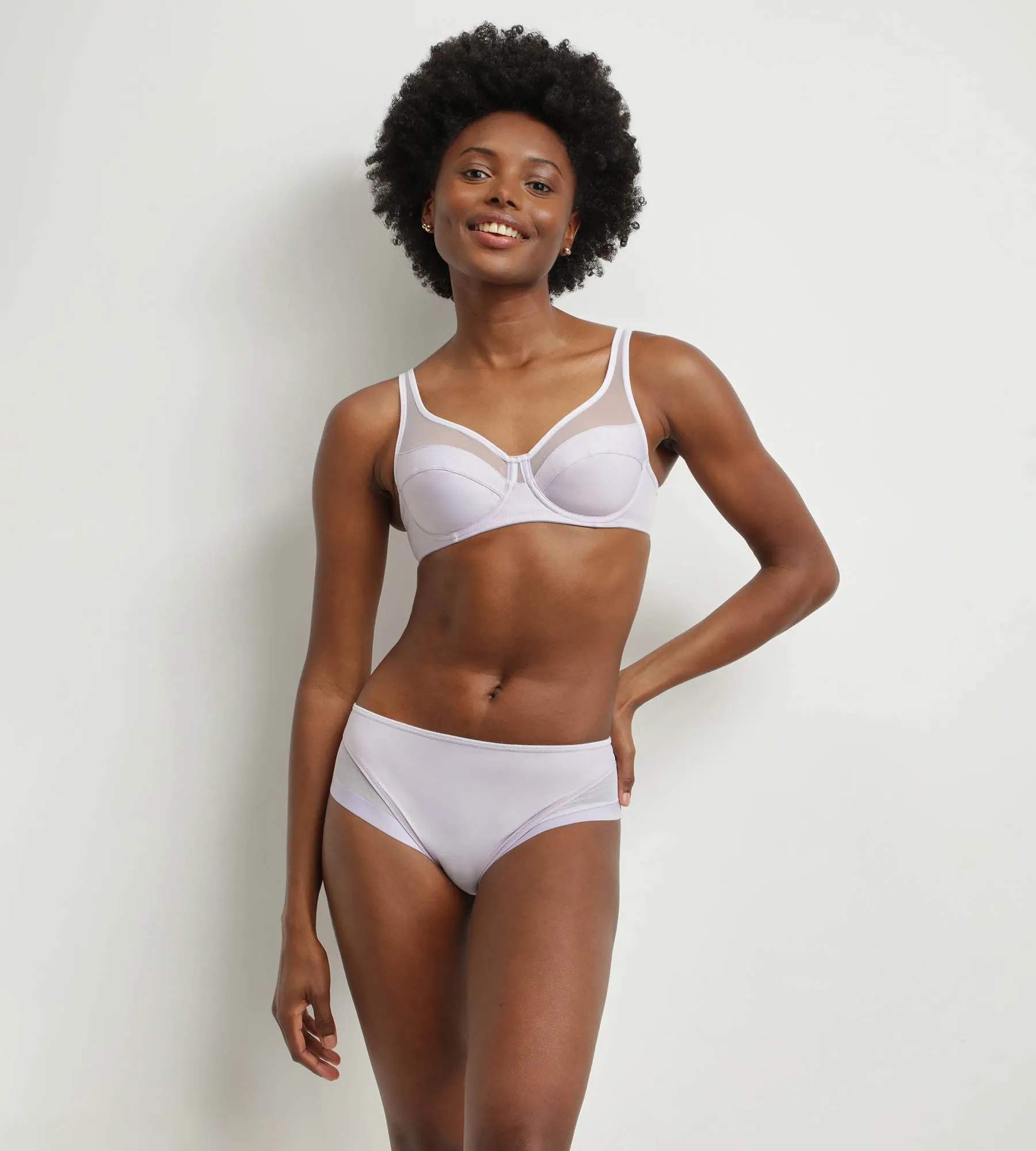 Underwired microfibre and tulle bra Violet Grey Dim Generous