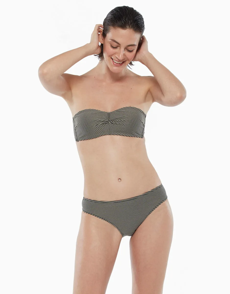 Underwired swimming costume top with gold and black stripes
