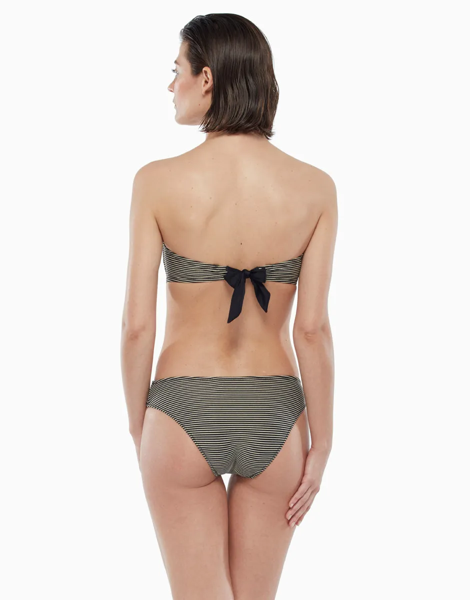 Underwired swimming costume top with gold and black stripes